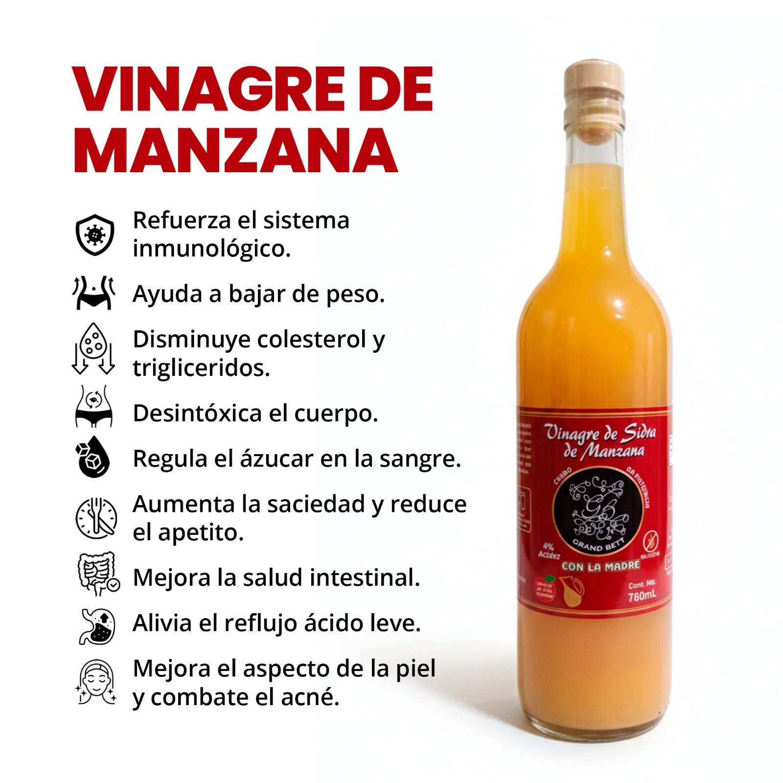 VINAGRE DE SIDRA DE MANZANA (SIN FILTRAR Y CON LA MADRE)